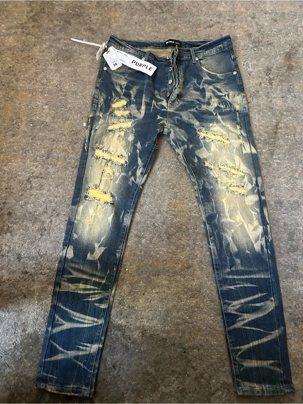 Men's Skinny Tie-Dye Washed Jeans - Blue/White